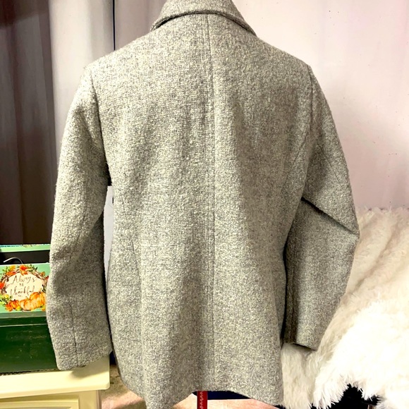 Wool Blend Boucle Style Double Breasted Grey Pea Coat size 1X - Picture 2 of 7